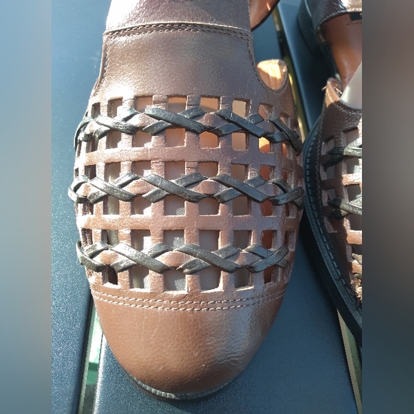 Men's Baronett Side Buckle Shoes, Brown Leather, Size 28.5 (10), Made in… - Picture 4 of 13